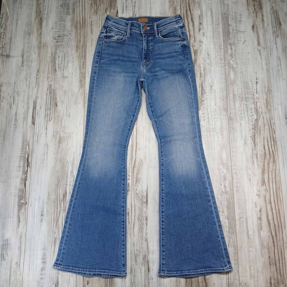 Mother Lil Weekender High Rise Flare Jeans Layover Blue P585-1008 Size 24 - Picture 2 of 13